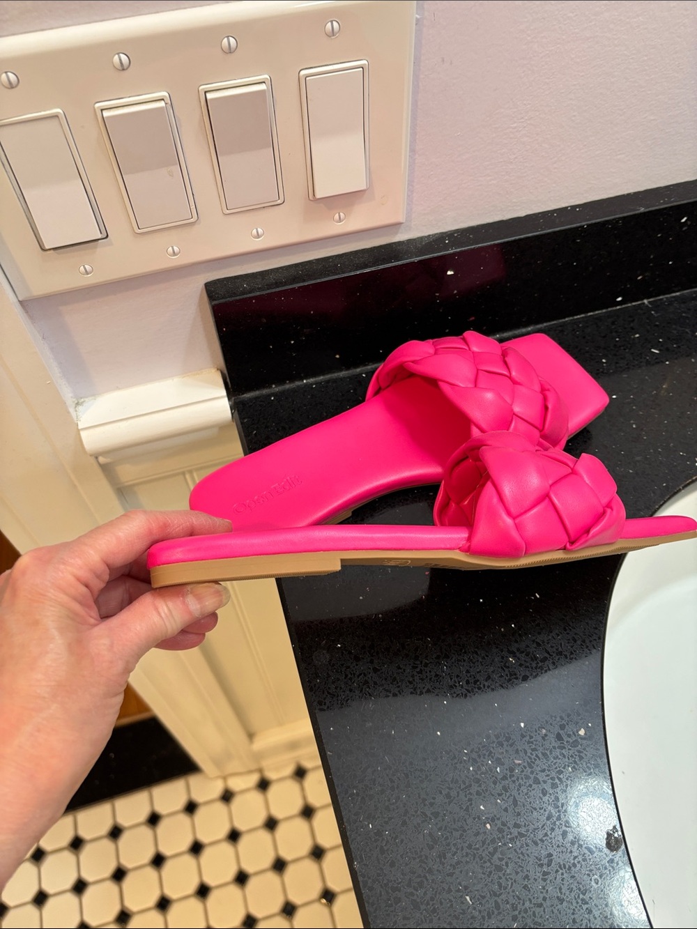 NWOT Braided Slide Mules in Hot Pink - Picture 3 of 7